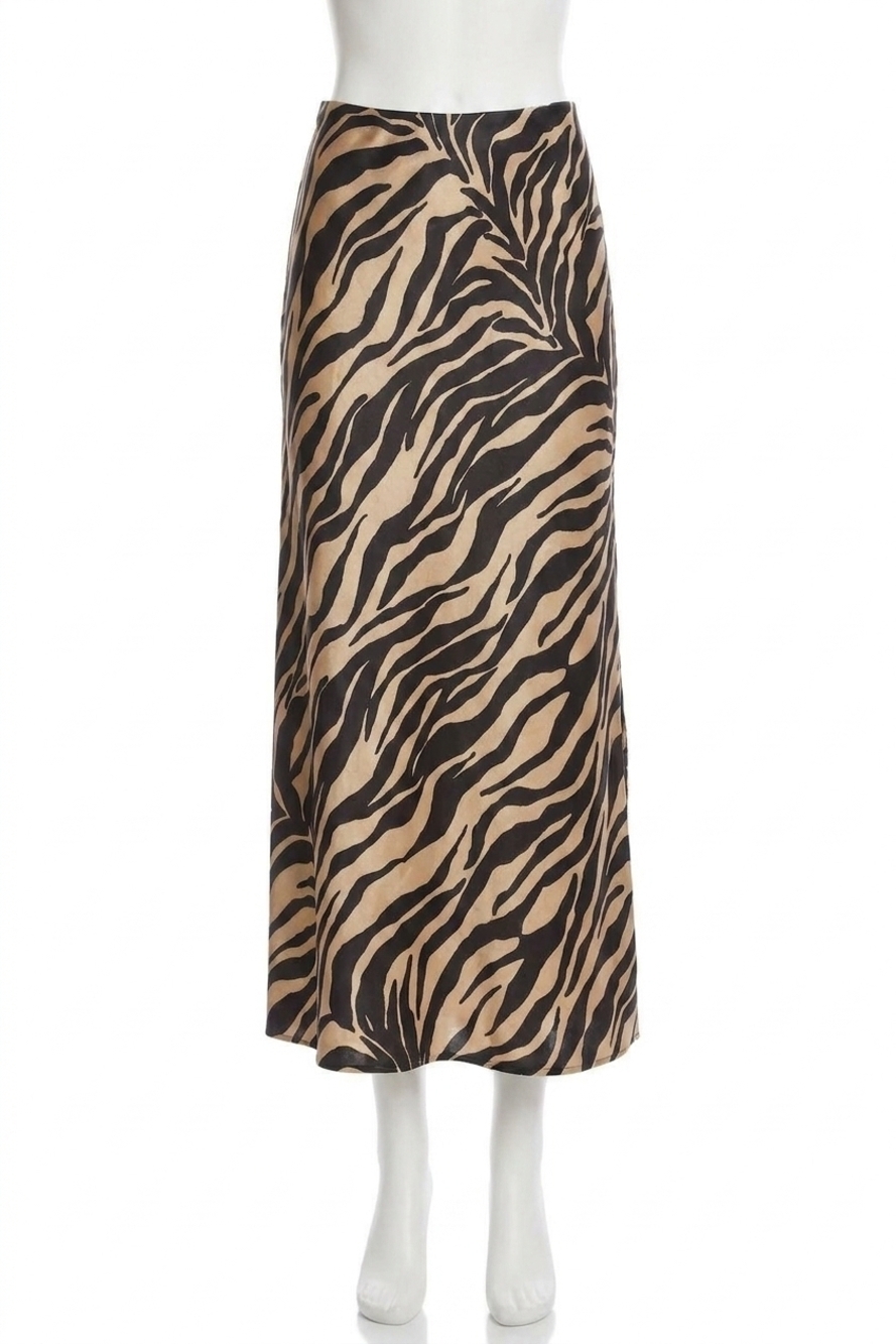 NEW FIFTEEN TWENTY evy side slit velvet bias skirt in zebra